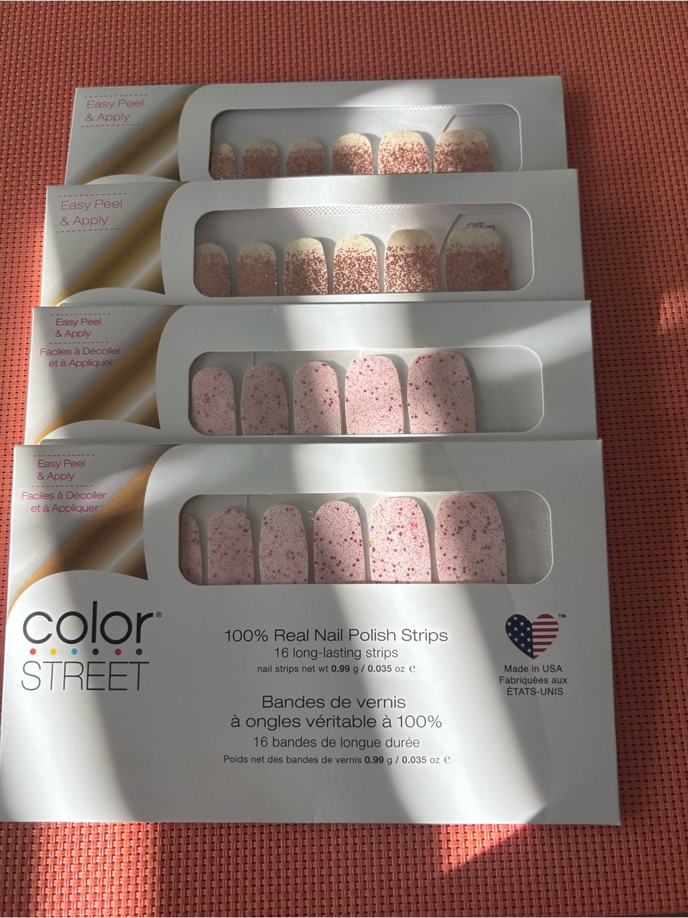 COLOR STREET Polish Strips - 2 sets each of âPINK WARRIORâ+âCOMING UP ROSE GOLDâ - Picture 2 of 6